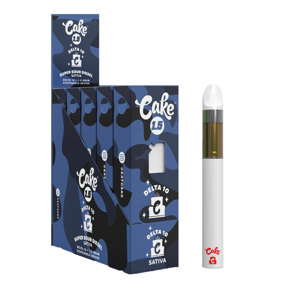 Cake Delta 10 Vape Disposable 15g Super Sour Diesel 5 Pack Display Msrp 4995 Cakecartsco 9814